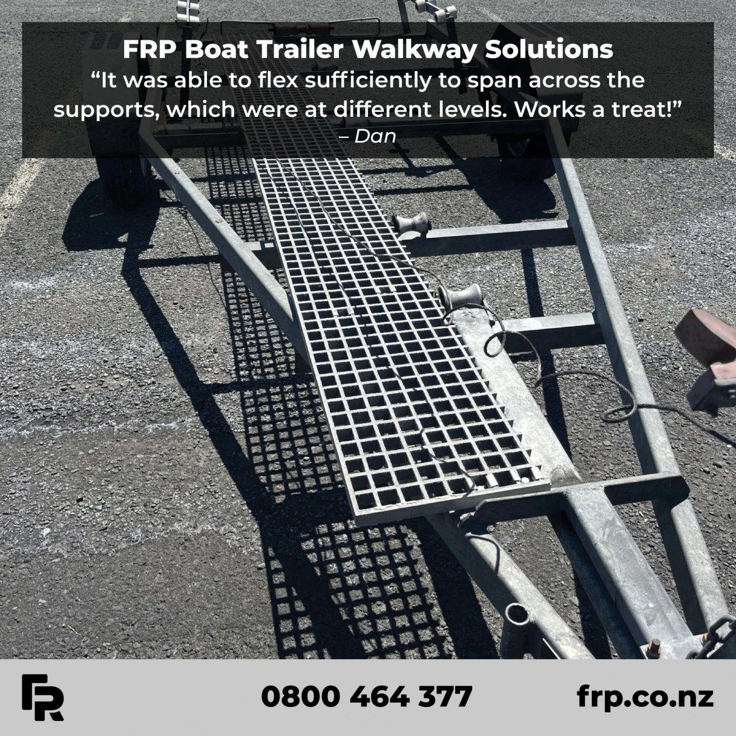 Speak to us about grating options today.

#frp #frpproducts #marine #marina #boat #trailer #nzmarine #jetty