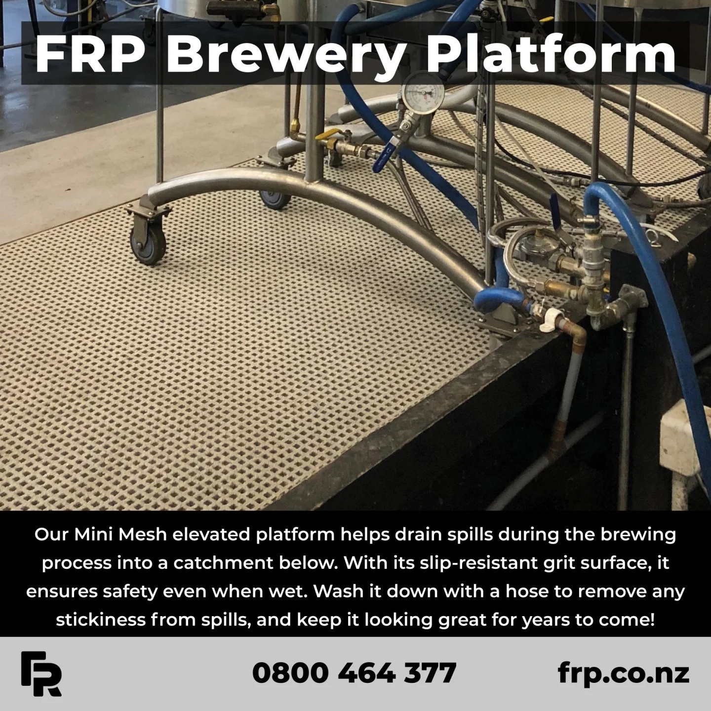 Enquire today.

#frp #frpproducts #minimesh #platforms #brewery #factory #factories #commercial #industrial