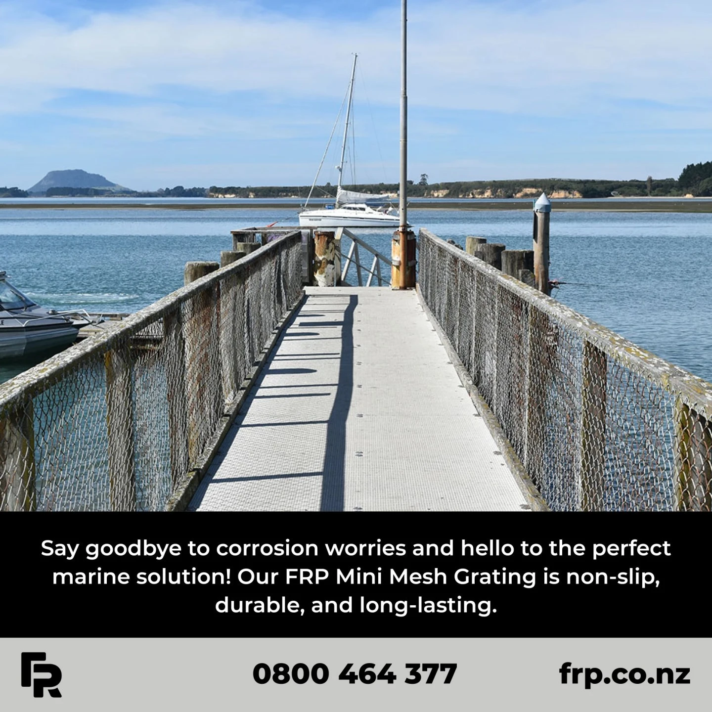 Enquire today!

#frp #frpproducts #walkway #boardwalk #jetty #marine #marinas #maritimenz #nzarchitects #commercial