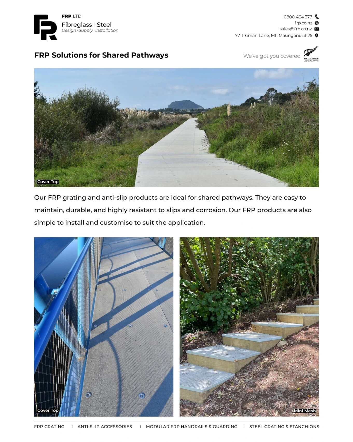 Call us to discuss your upcoming projects.

#frp #frpproducts #walkways #pathways #bridges #cycleways #publicspaces #nzarchitects #nzconstruction #commercial #marine
