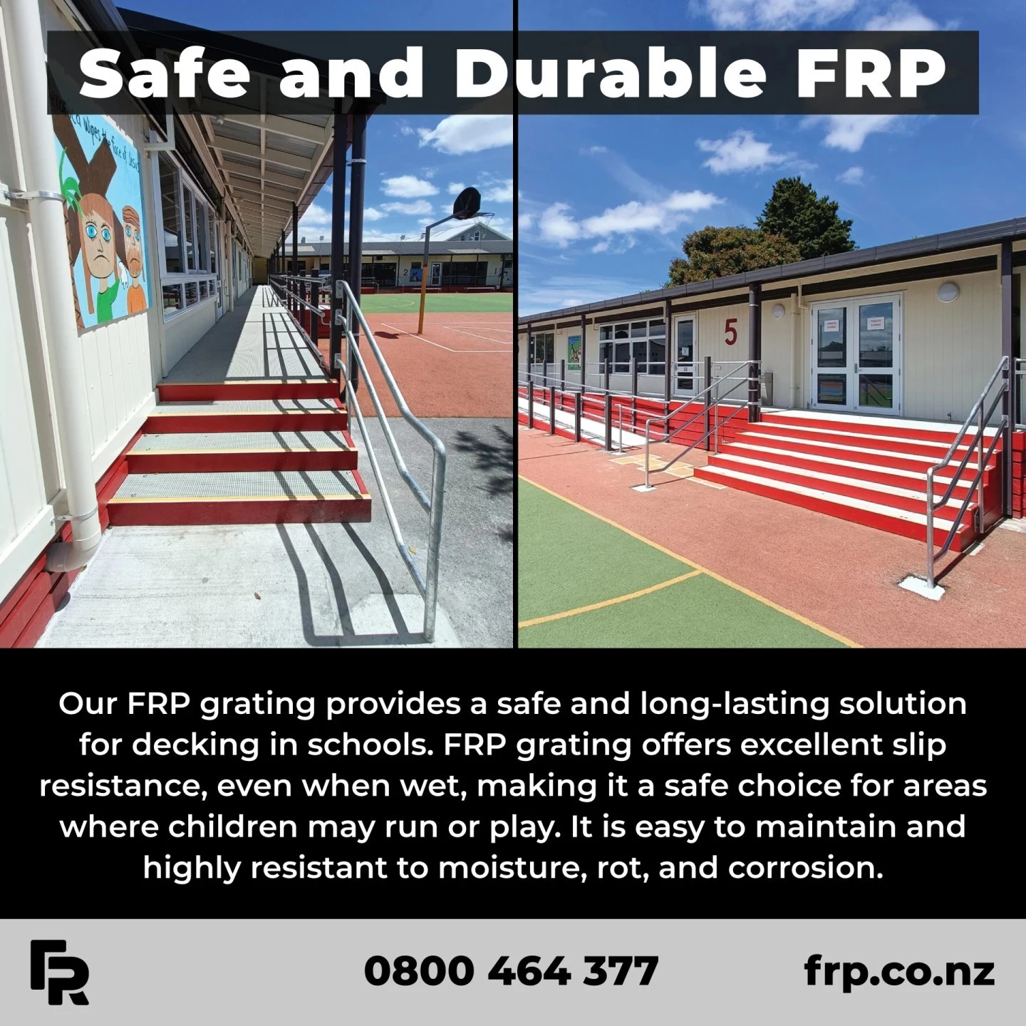 Got questions about which grating solution is right for your project? Drop us a message, and our team of experts will be happy to assist you!

#frp #frpproducts #grating #walkways #decking #construction #schools #nonslip