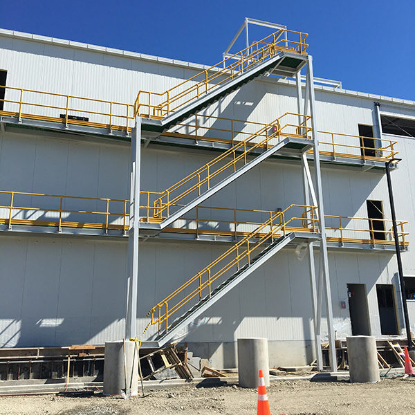 FRP modular handrail access platform at storage facility