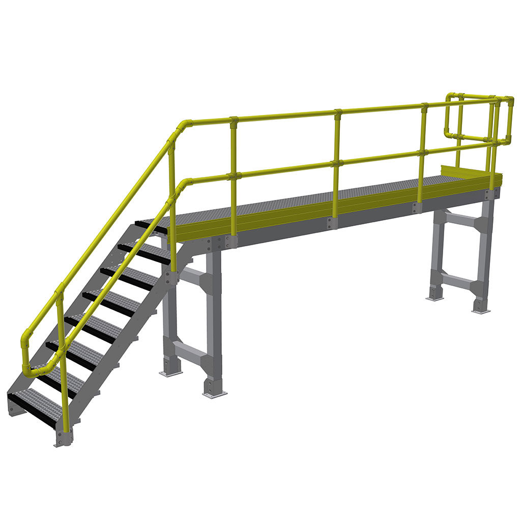 Modular handrail system walkway platform
