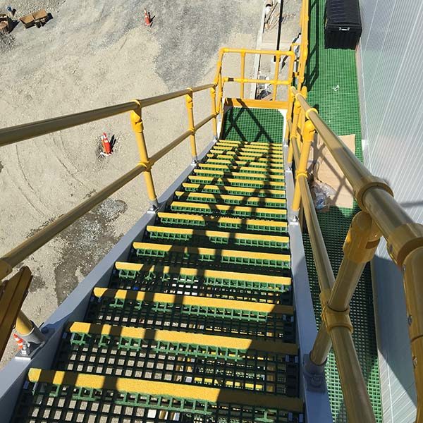 FRP Modular Handrails and Grating Anti-Slip Stair Nosing Industrial Applications