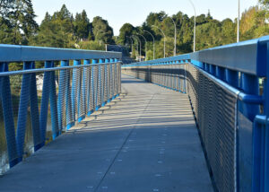 FRP cover top grating used as a walkway surface on Wairoa Bridge.