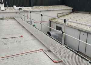 FRP access mesh grating on rooftop.
