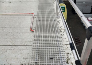 FRP access mesh grating on rooftop.