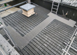 FRP access mesh grating on rooftop.