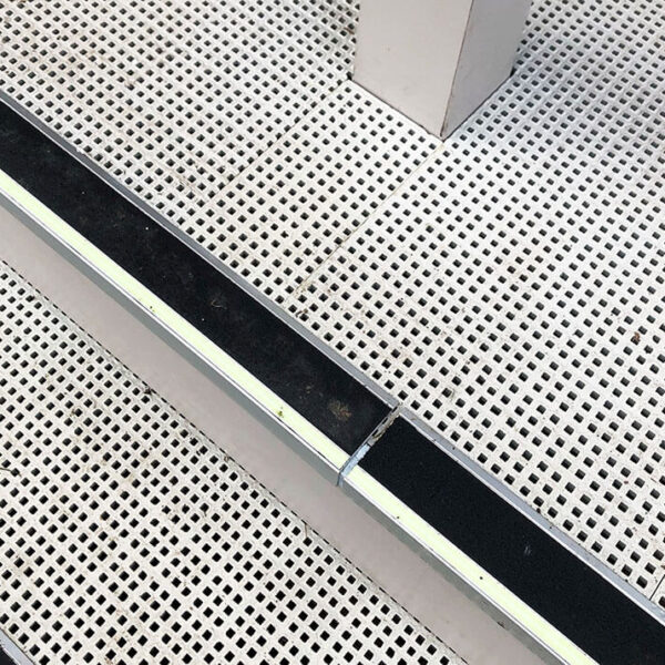 FRP micro mesh grey grating non-slip stairs at school.