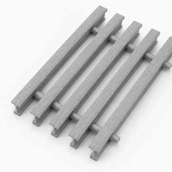 FRP pultruded grating sample piece light grey.
