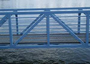 Pultruded grating marine walkway.
