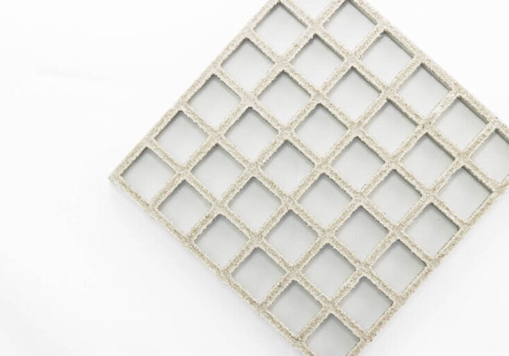 FRP Regular Mesh Grating placed diagonally on a white background.