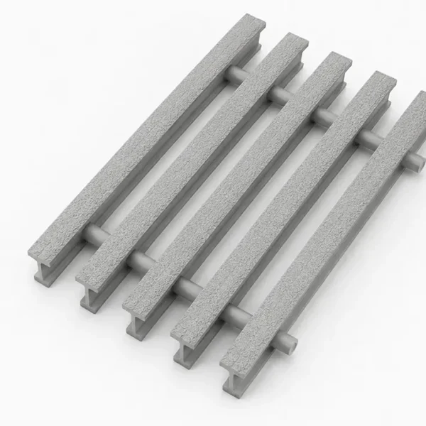 FRP pultruded grating sample piece light grey.