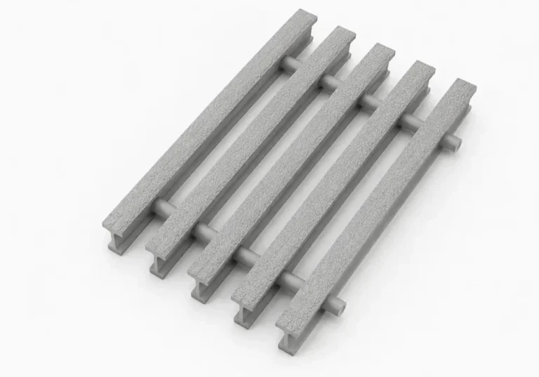 FRP pultruded grating sample piece light grey.