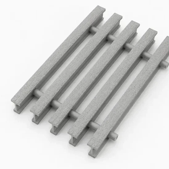 FRP pultruded grating sample piece light grey.
